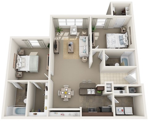 a 3d floor plan of a house with a bedroom and a bathroom